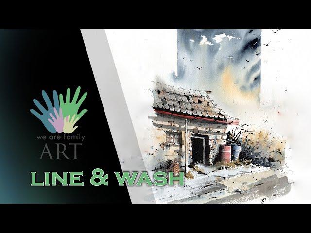 Line and Wash Watercolor Speedpaint Tutorial, Old Barn