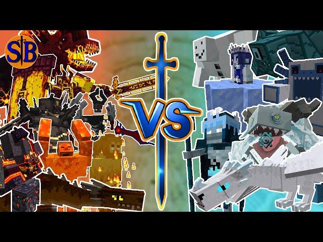 Fire Mobs Team vs Ice Mobs Team | 1.20 Version | Minecraft Mob Battle