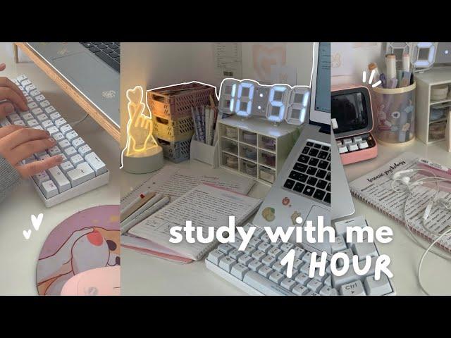 Study with me (1 hour)  relaxing rain + lofi, mechanical keyboard asmr, bg sounds, progress bar