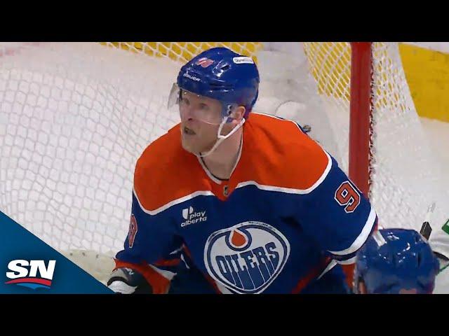 Oilers' Ryan Nugent-Hopkins Hits Corey Perry With A Slick Power-Play Feed