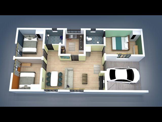 25 x 50 house plan | 1250 sqft | 3bhk | vastu home 3d plan