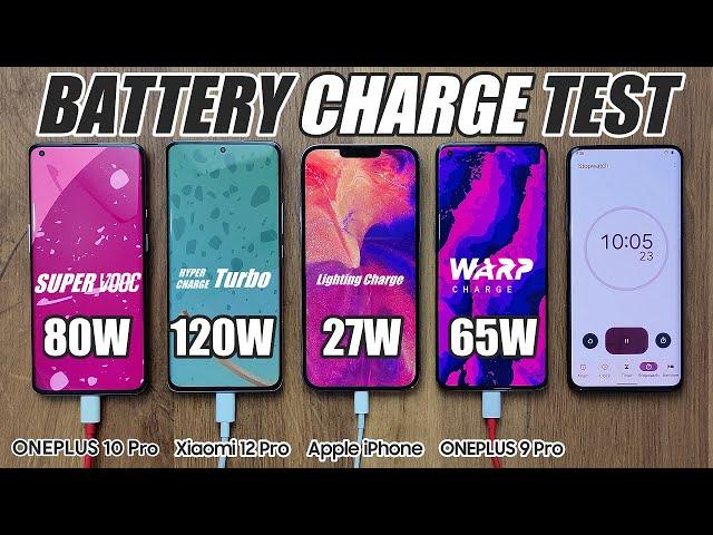 OnePlus 10 Pro vs Xiaomi 12 Pro vs iPhone 13 Pro Max vs OnePlus 9 Pro Charging Speed Test