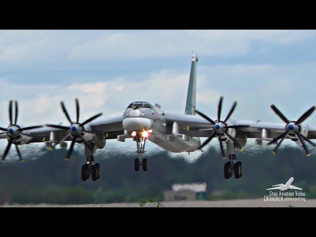 The Tu-95MS was blown away by the wind on takeoff. And he growls fervently.