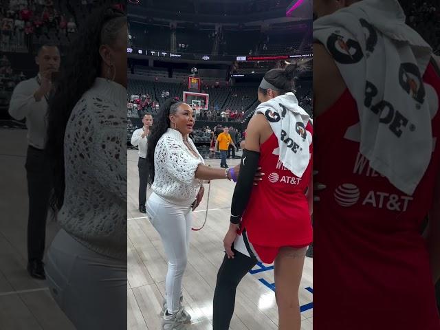 Vivica A Fox with A'ja Wilson, Chelsea Gray & Alysha Clark | Las Vegas Aces vs Indiana Fever WNBA