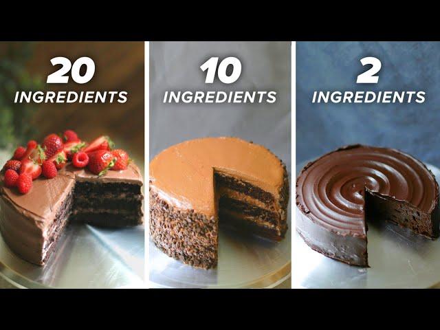 20-Ingredient vs. 10-Ingredient vs. 2-Ingredient Chocolate Cake • Tasty