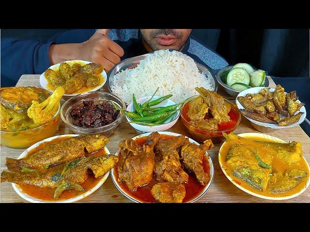 ITNA SARA KHANA khane ka ninja technique-asmr mukbang fish curry,chicken curry,spinach,mutton rice