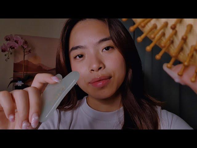 ASMR Caring For You While You Sleep (No Talking)  Scalp Scratching, Gua Sha, Face & Hair Brushing