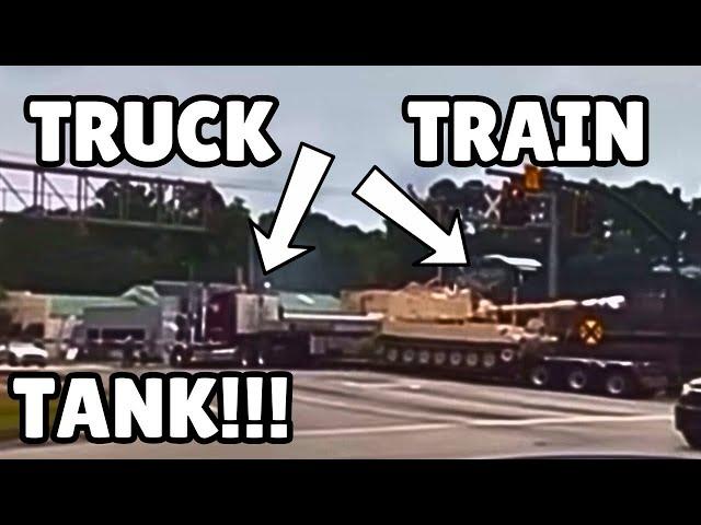 INCREDIBLE FOOTAGE | TRAIN vs TRUCK vs TANK