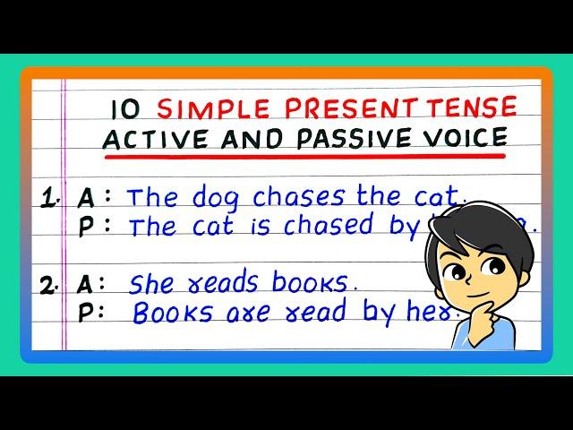 SIMPLE PRESENT TENSE ACTIVE AND PASSIVE VOICE EXAMPLES | SIMPLE PRESENT TENSE ACTIVE PASSIVE VOICE