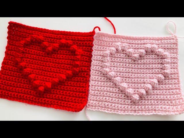 Crochet heart bobble stitch / popcorn stitch beginners friendly