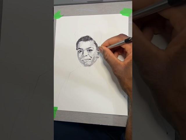Maya Angelo Pen Drawing Timelapse #art #pendrawing #mayaangelou #mayaangelouquotes #artwork