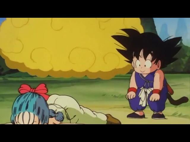 Bulma tries to fly on Nimbus