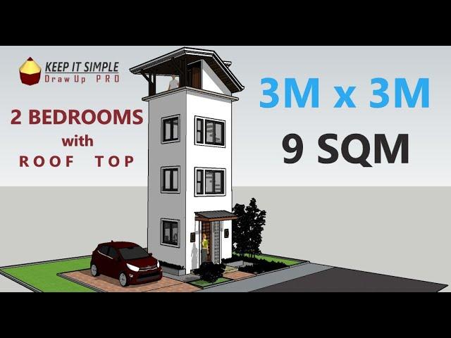 3mx3m Small House Design with 2 Bedrooms