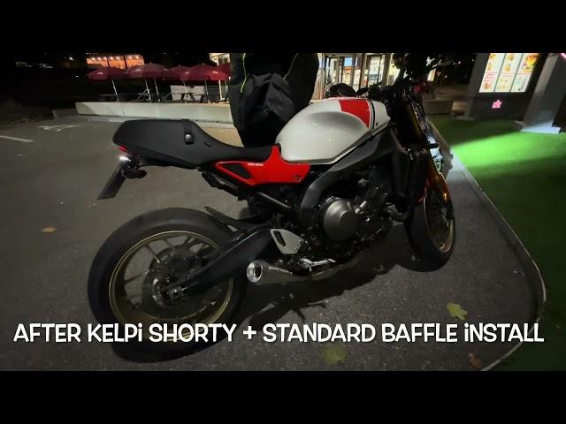 Yamaha XSR900 (2024). KELPI steel exhaust - Shorty muffler & standard baffle VS Stock exhaust