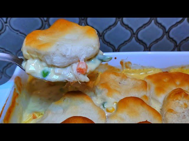 Lazy CHICKEN POT PIE perfect for beginner cooks! Chicken & Biscuit Casserole Recipe EASY!