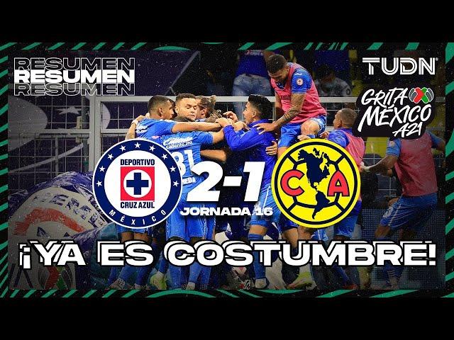 Resumen y goles | Cruz Azul 2-1 América | Grita México BBVA AP2021 - J16 | TUDN