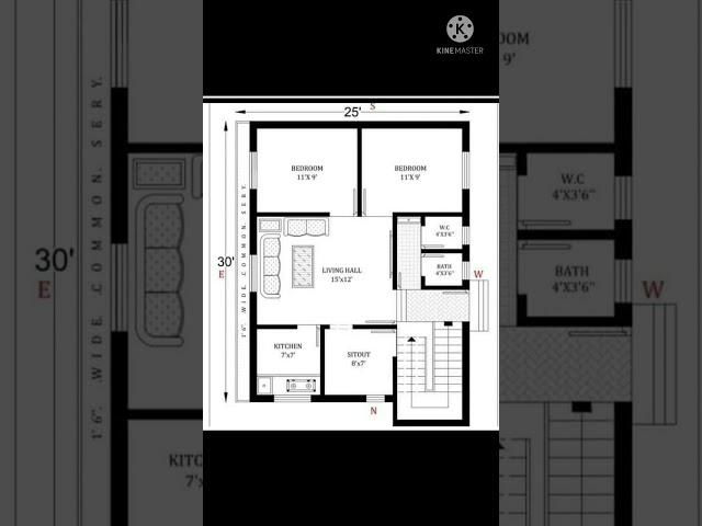 25 x 30 sqft 2BHK beautiful house plan #shorts