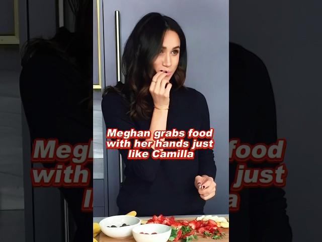 Meghan grabs food with her hands just like Camilla #camilla #meghan #royal