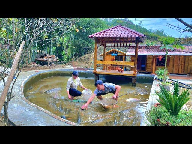 Clean the entire fish pond: Together Quickly complete the concrete kitchen cabinets - Forest life