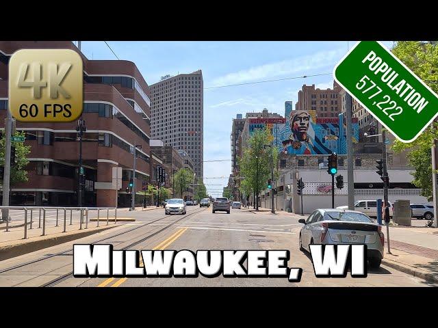 Driving Around Downtown Milwaukee, Wisconsin in 4k Video