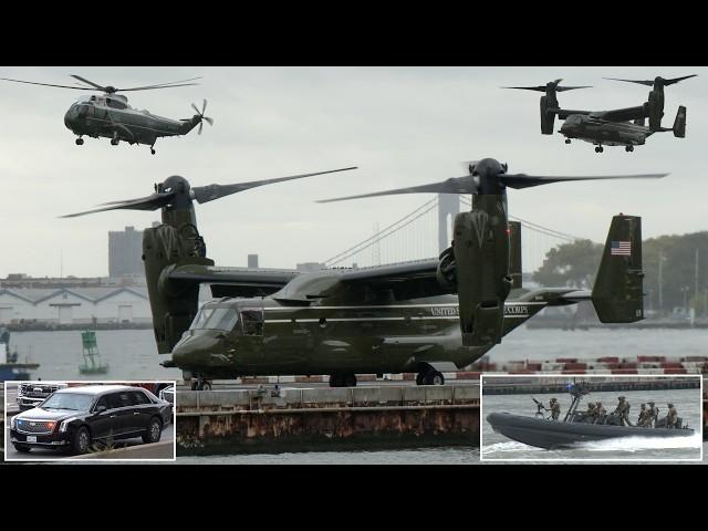 President Biden lands in New York protected by military forces, SWAT teams and heavy security