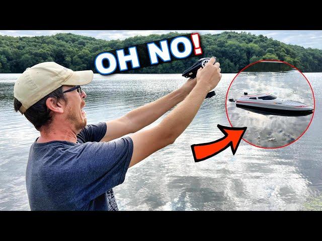 RC BOAT STRANDED ON THE WATER