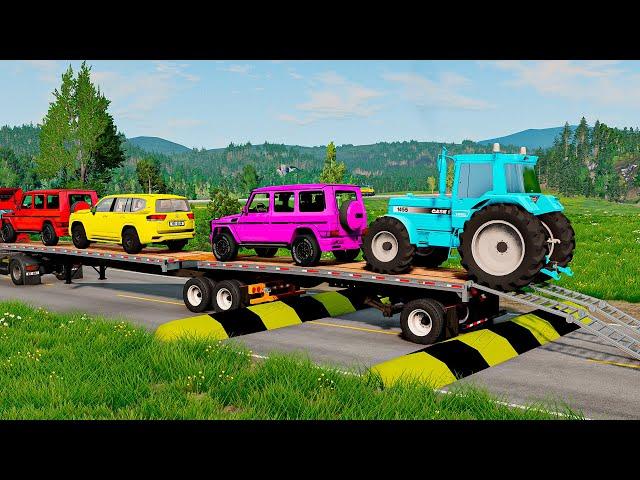 Flatbed Truck Mcqueen | Transportation with Truck - Pothole vs Car #27 - BeamNG.Drive
