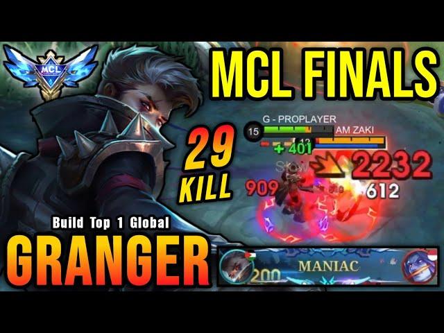 29 Kills + MANIAC!! MCL Finals Granger Insane One Shot DMG Build - Build Top 1 Global Granger ~ MLBB