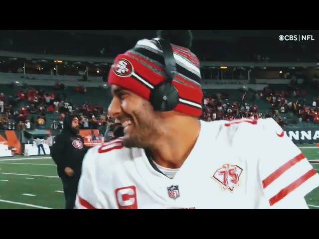 49ers Jimmy Garoppolo got jumped by Nick Bosa & George Kittle after big win mid interview 