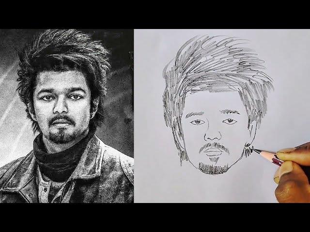 How to Draw Thalapati Vijay Drawing | GOAT Movie Jeevan drawing Easy