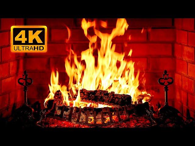  Cozy Fireplace 4K (12 HOURS). Fireplace with Crackling Fire Sounds. Fireplace Burning 4K