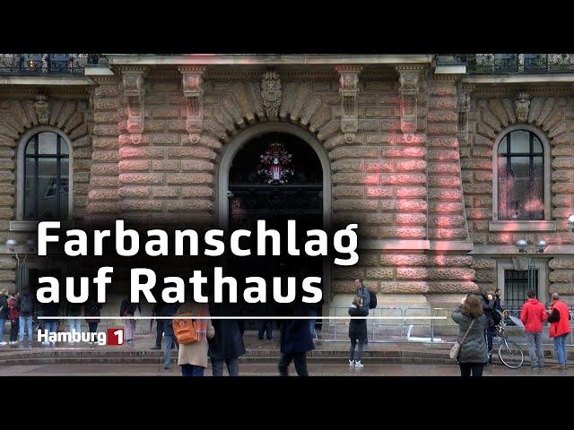 Letzte Generation besprüht Hamburger Rathaus mit orangener Farbe