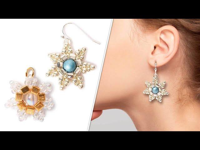 Pointed Snowflake Earrings - DIY Jewelry Making Tutorial by PotomacBeads