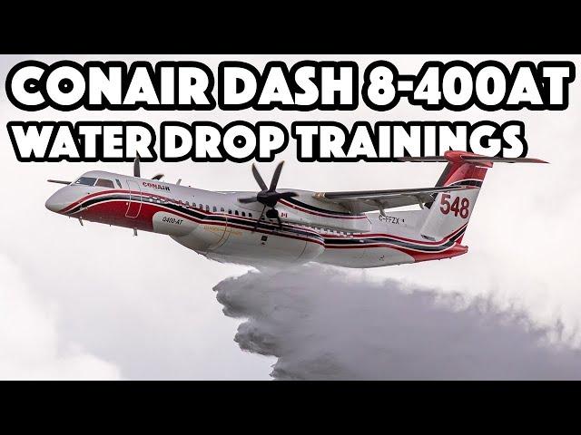 Incredible Water Drop training! Conair Aviation Dash 8-400 (DH8D) action in Abbotsford (YXX/CYXX)