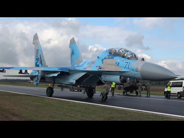 Arrival Ukraine Air Force SU-27 Kleine Brogel Air Show 07-09-2018