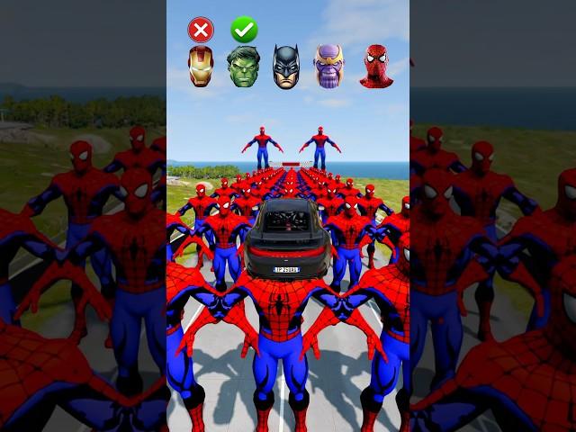 Super Hero Cars Jumping Spider-Man, Batman, Iron Man, Hulk, Spider Man  #shorts #youtubeshorts
