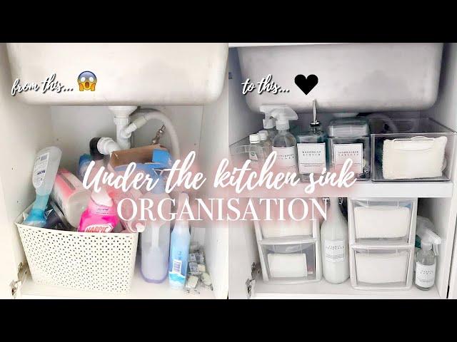 HOW TO ORGANIZE UNDER THE KITCHEN SINK CABINET | STORAGE IDEAS | CLEAN WITH ME