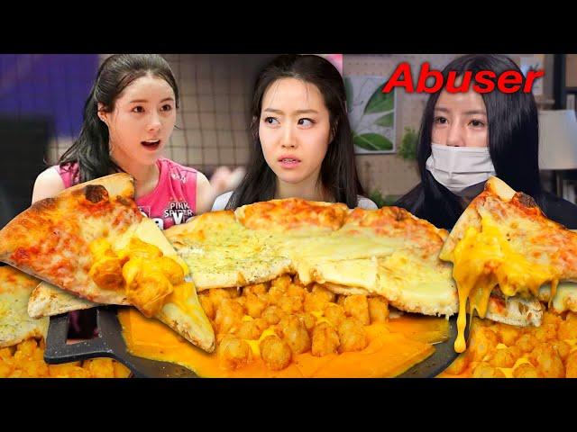 From South Korea’s Sweetheart to the "HUSBAND BEATER" | Cheesy Pizza & Fries Pan Mukbang