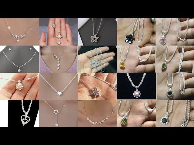 2024Trending stylist silver chain with pendant design|silver jewellery for women|rupar chain& locket