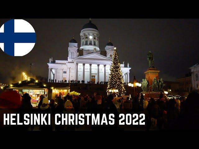 Walking at Helsinki Harbour Christmas 2022 | Finland Christmas market at night