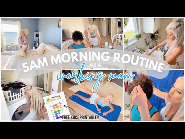 5AM SUMMER ROUTINE AS A WORKING MOM | PRODUCTIVE MOM MOTIVATION!  + KIDS CHECKLIST PRINTABLE!