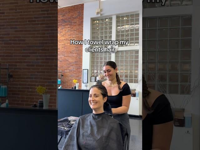 How I towel wrap my clients hair! #hairturban #towelwrap #cosmetology #hairstylist #hairsalon