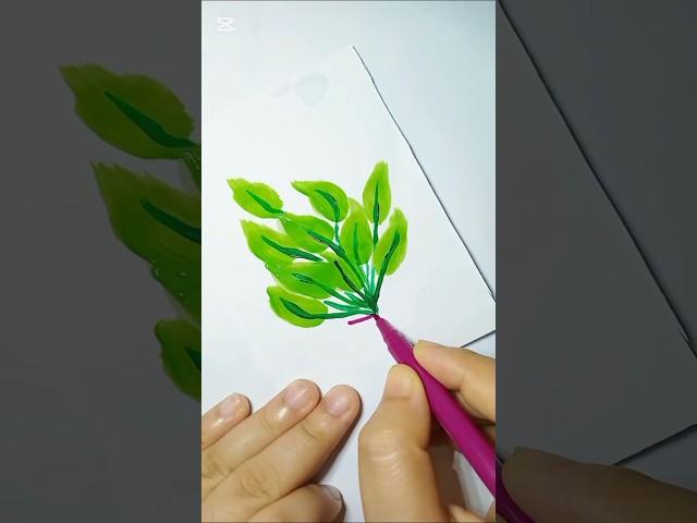 Esay leaf painting. #easyartlover #art #easyart #leafart #treeart #short