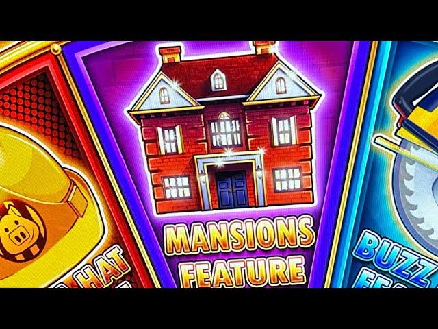 $75 Bet Mansion Feature on High Limit Huff N More Puff, Insane Jackpot