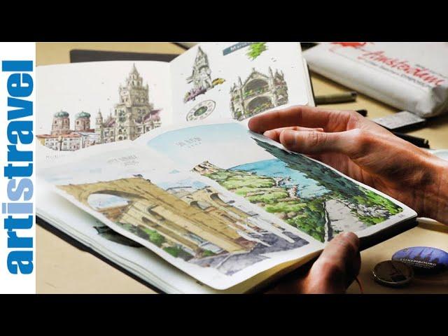 Sketchbook Tour with Urban Sketcher Danny Hawk | Deutsche Untertitel