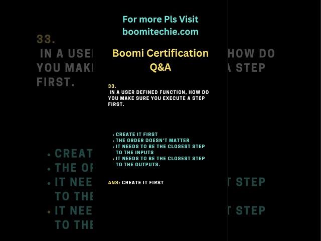 Boomi Certification Q&A 33 #boomitraining #dellboomi #ipaas #mulesoft #boomi #btechjobs #iit #job