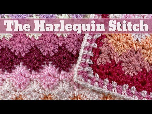 Crochet the Harlequin Stitch with a  Moss Stitch Border