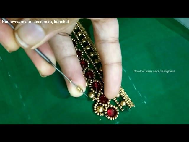 bridal blouse designs tutorial /green blouse aari work designs