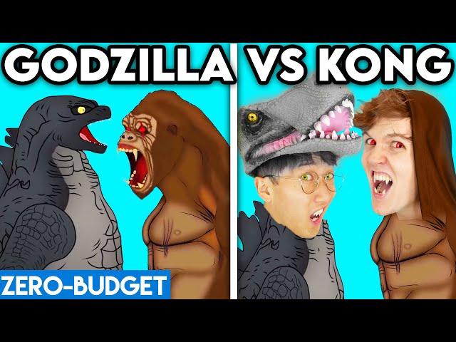 GODZILLA vs. KONG WITH ZERO BUDGET! (FUNNY GODZILLA vs. KING KONG PARODY BY LANKYBOX!)