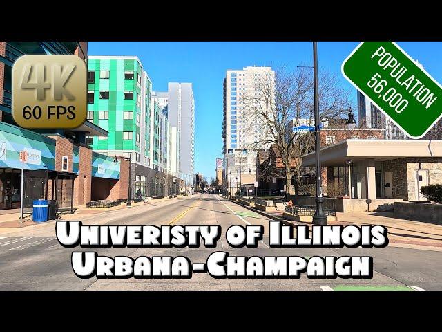 Driving Around University of Illinois Urbana-Champaign Campus in 4k Video